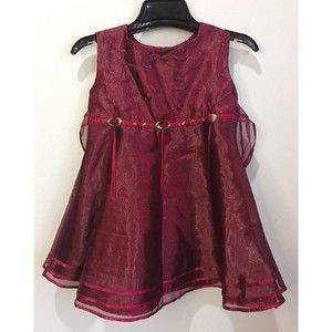 Muneca Baby Toddler Burgundy Fit & Flare Dress  Size 24 Months Floral Accented